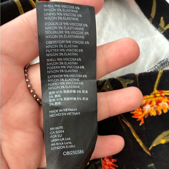 Urban Outfitters Black Tropical Floral Body-con Mini Dress S - Picture 13 of 13